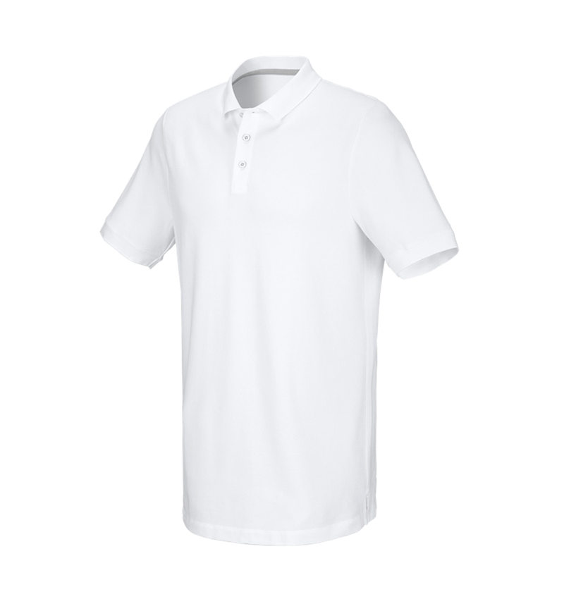 Topics: e.s. Piqué-Polo cotton stretch, long fit + white 2