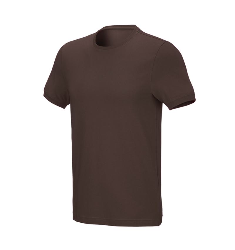 Överdelar: e.s. T-shirt cotton stretch, slim fit + kastanj 2