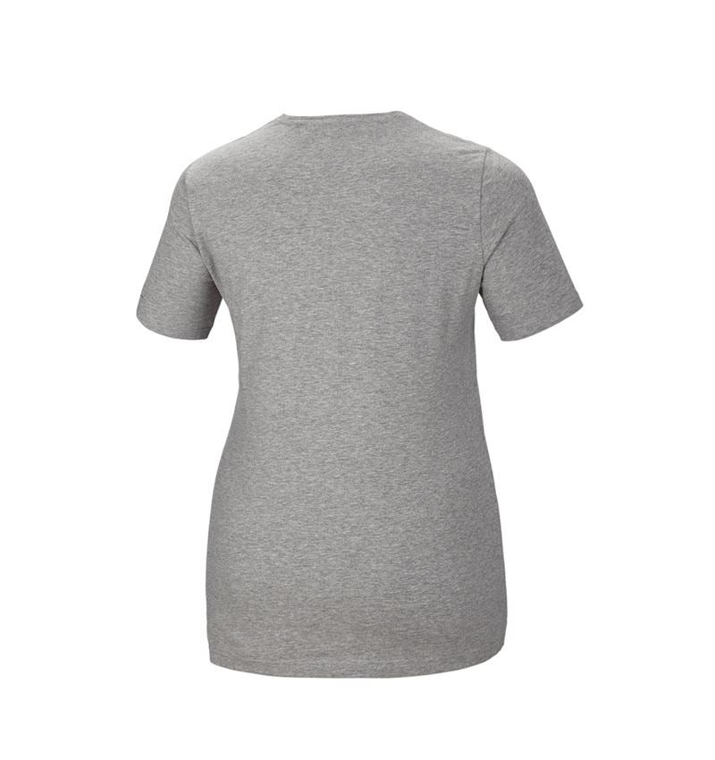 Överdelar: e.s. T-shirt cotton stretch, dam, plus fit + gråmelerad 3