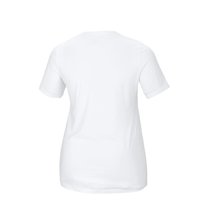 Överdelar: e.s. T-shirt cotton stretch, dam, plus fit + vit 3