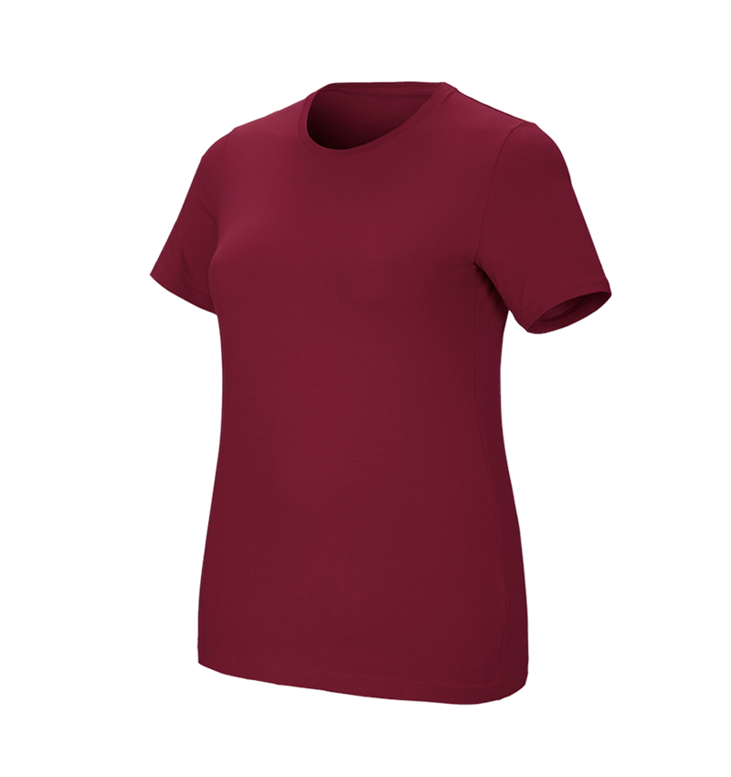 Teman: e.s. T-shirt cotton stretch, dam, plus fit + bordeaux 2