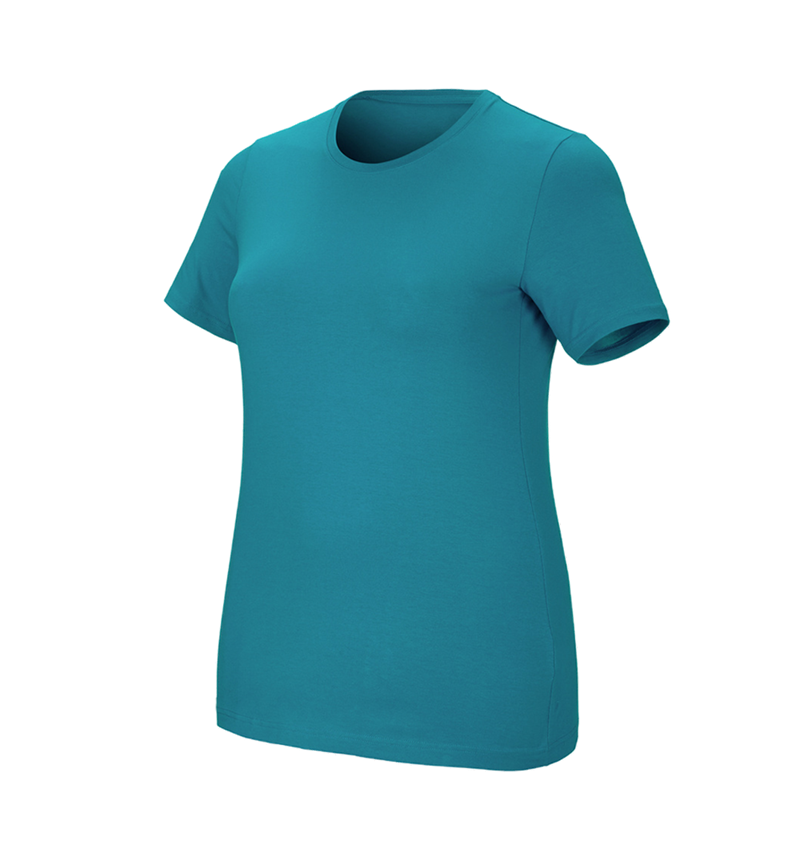 Överdelar: e.s. T-shirt cotton stretch, dam, plus fit + ocean 2