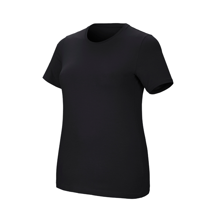 Överdelar: e.s. T-shirt cotton stretch, dam, plus fit + svart 2