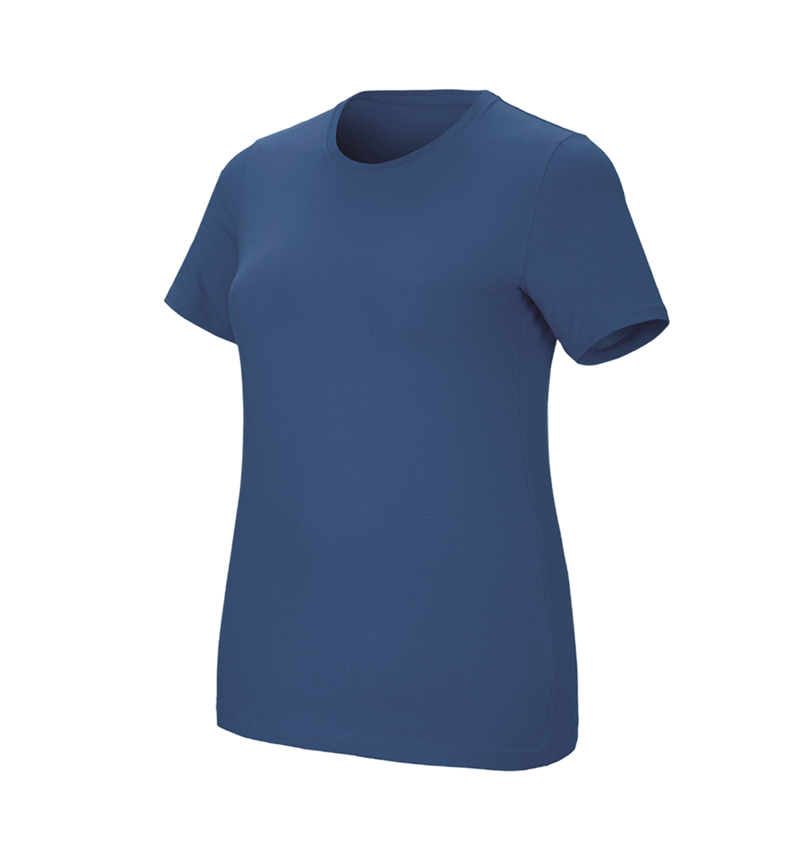 Överdelar: e.s. T-shirt cotton stretch, dam, plus fit + kobolt 2