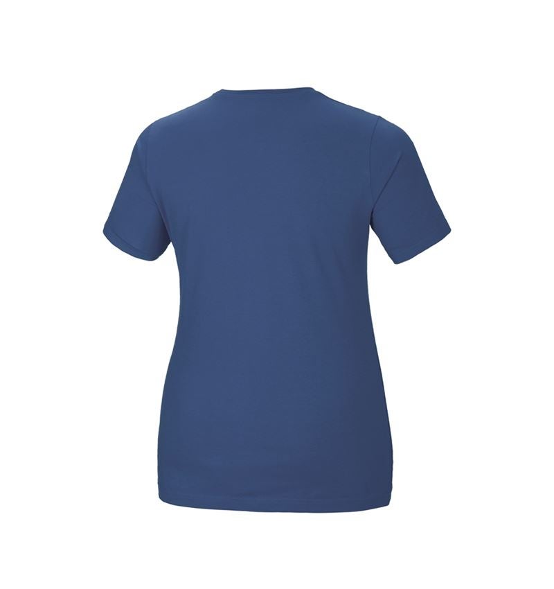Överdelar: e.s. T-shirt cotton stretch, dam, plus fit + kobolt 3