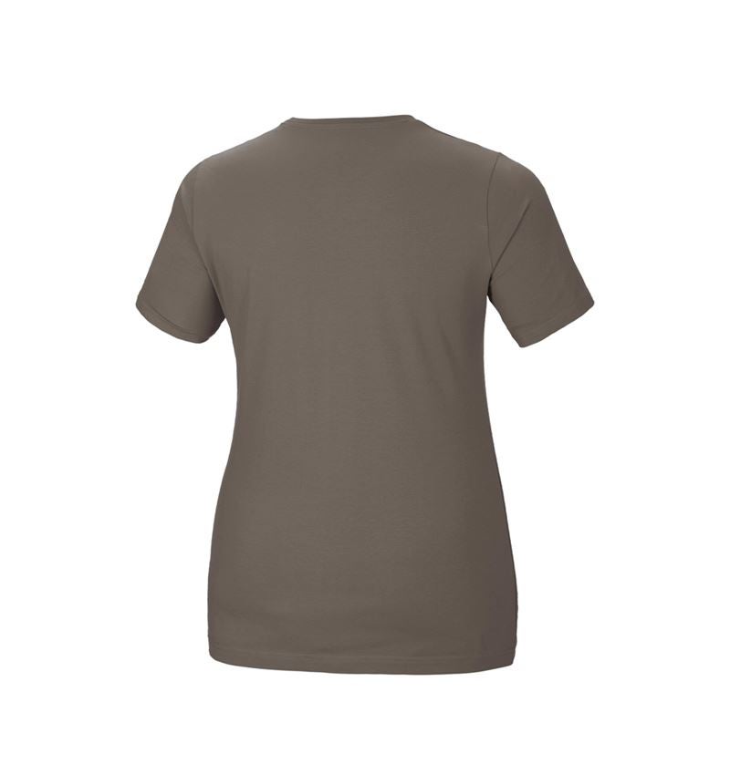 Överdelar: e.s. T-shirt cotton stretch, dam, plus fit + sten 3