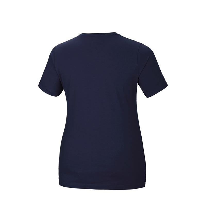 Överdelar: e.s. T-shirt cotton stretch, dam, plus fit + mörkblå 3