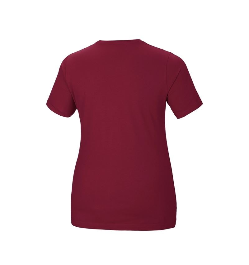 Överdelar: e.s. T-shirt cotton stretch, dam, plus fit + bordeaux 3