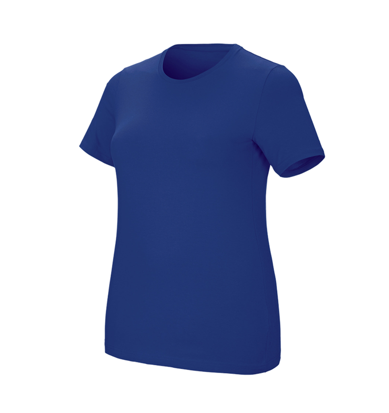 Överdelar: e.s. T-shirt cotton stretch, dam, plus fit + kornblå 2