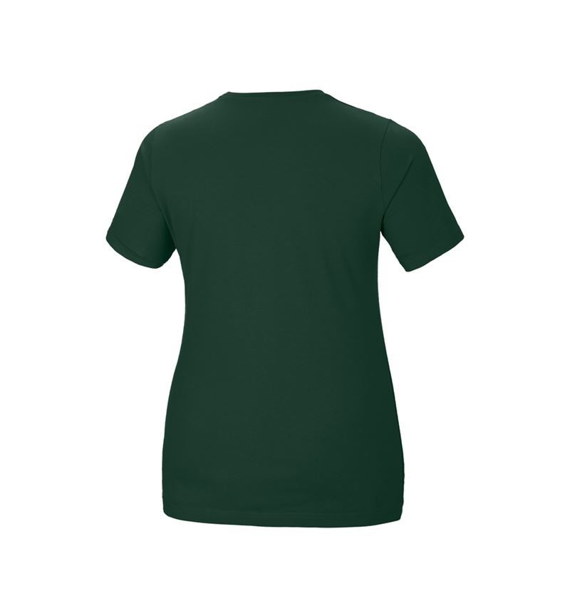 Överdelar: e.s. T-shirt cotton stretch, dam, plus fit + grön 3