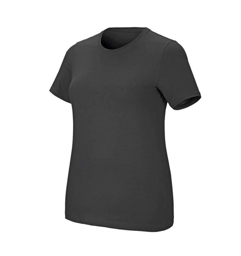 Överdelar: e.s. T-shirt cotton stretch, dam, plus fit + antracit 2