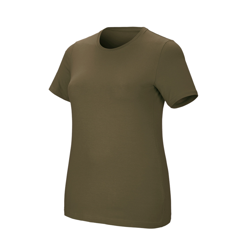 Teman: e.s. T-shirt cotton stretch, dam, plus fit + slamgrön 2