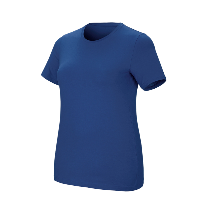 Överdelar: e.s. T-shirt cotton stretch, dam, plus fit + alkaliblå 2