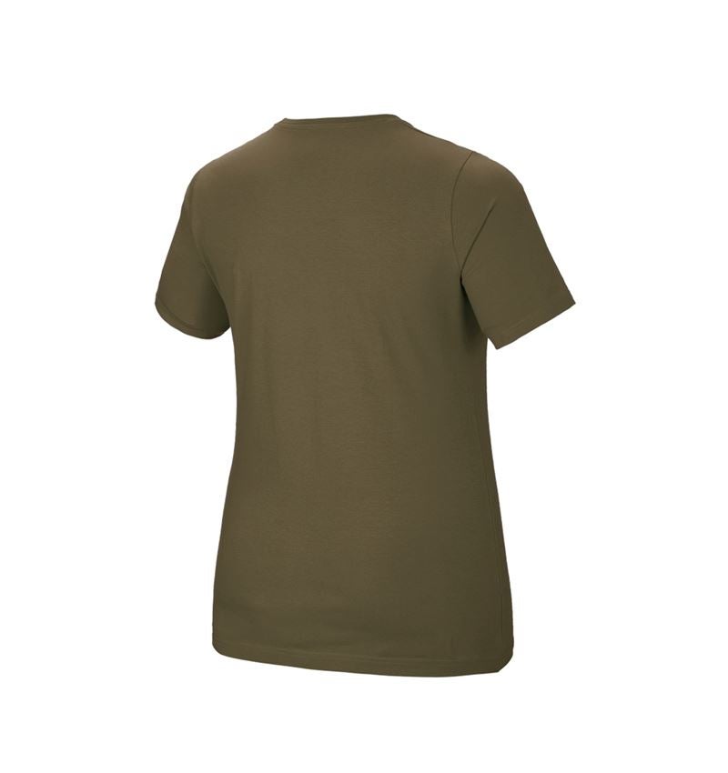 Överdelar: e.s. T-shirt cotton stretch, dam, plus fit + slamgrön 3
