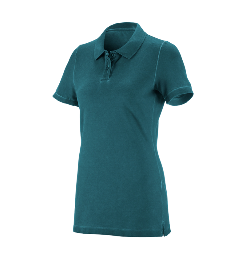 Gardening / Forestry / Farming: e.s. Polo shirt vintage cotton stretch, ladies' + darkcyan vintage 1