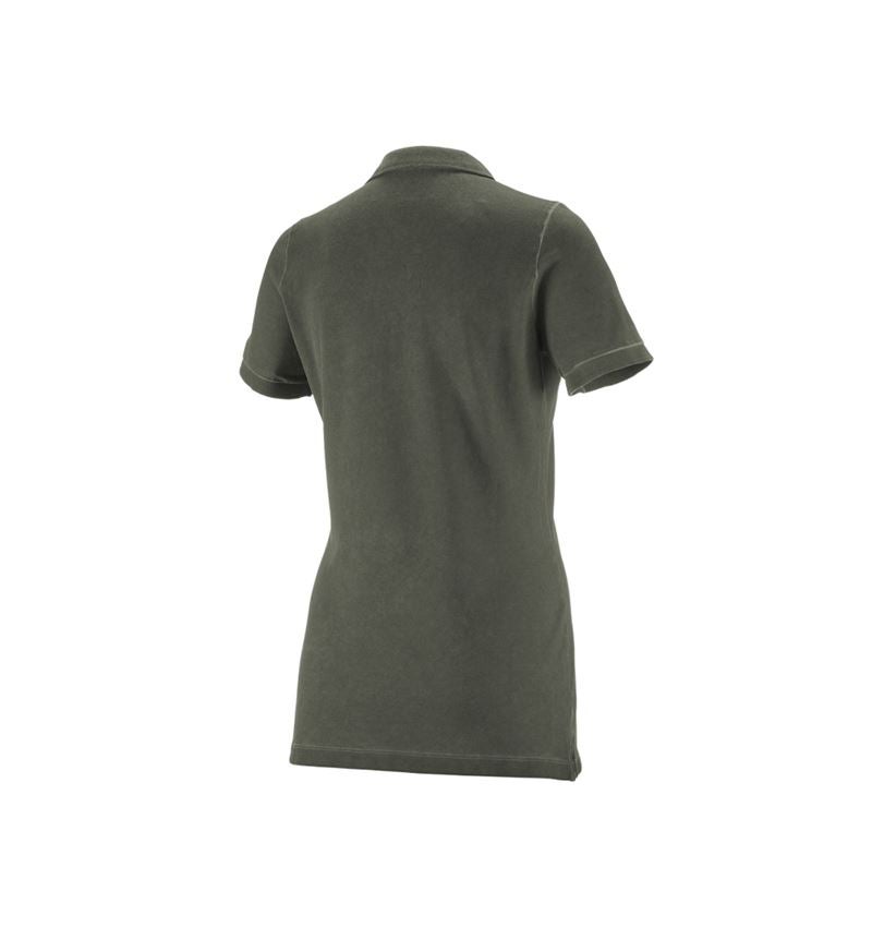 Överdelar: e.s. Polo-Shirt vintage cotton stretch, dam + kamouflagegrön vintage 8