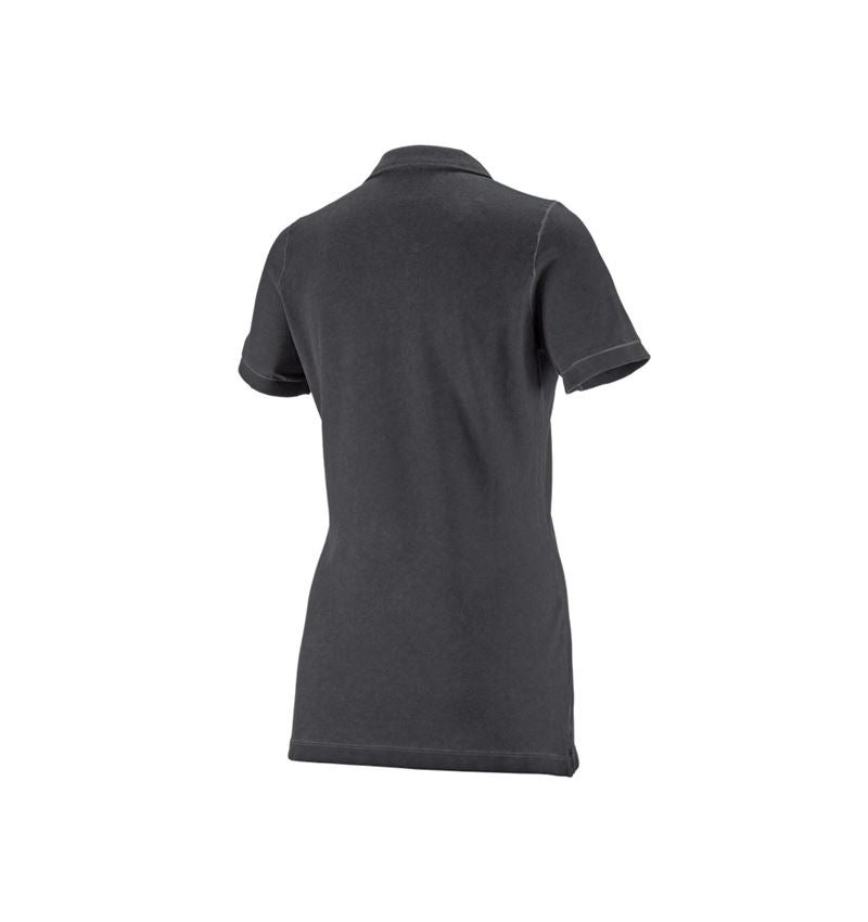 Teman: e.s. Polo-Shirt vintage cotton stretch, dam + oxidsvart vintage 1