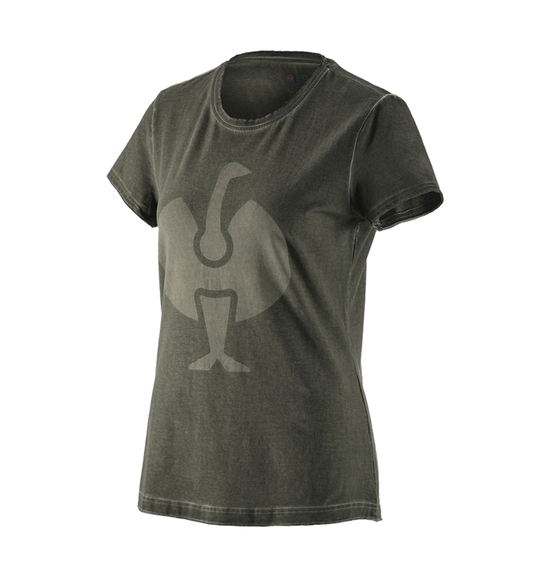 Överdelar: T-Shirt e.s.motion ten ostrich, dam + camouflage grön vintage 2