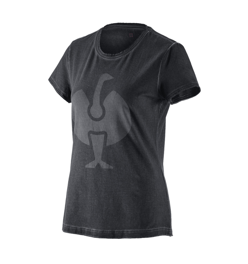 Överdelar: T-Shirt e.s.motion ten ostrich, dam + oxidsvart vintage