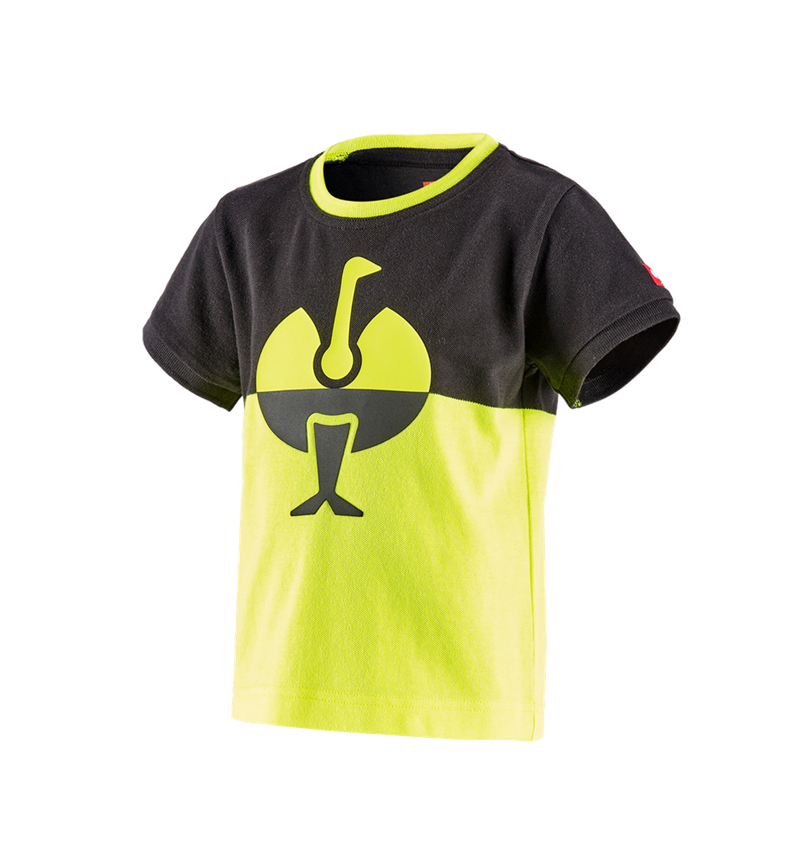 Teman: e.s. Pique-Shirt colourblock, barn + svart/varselgul 2