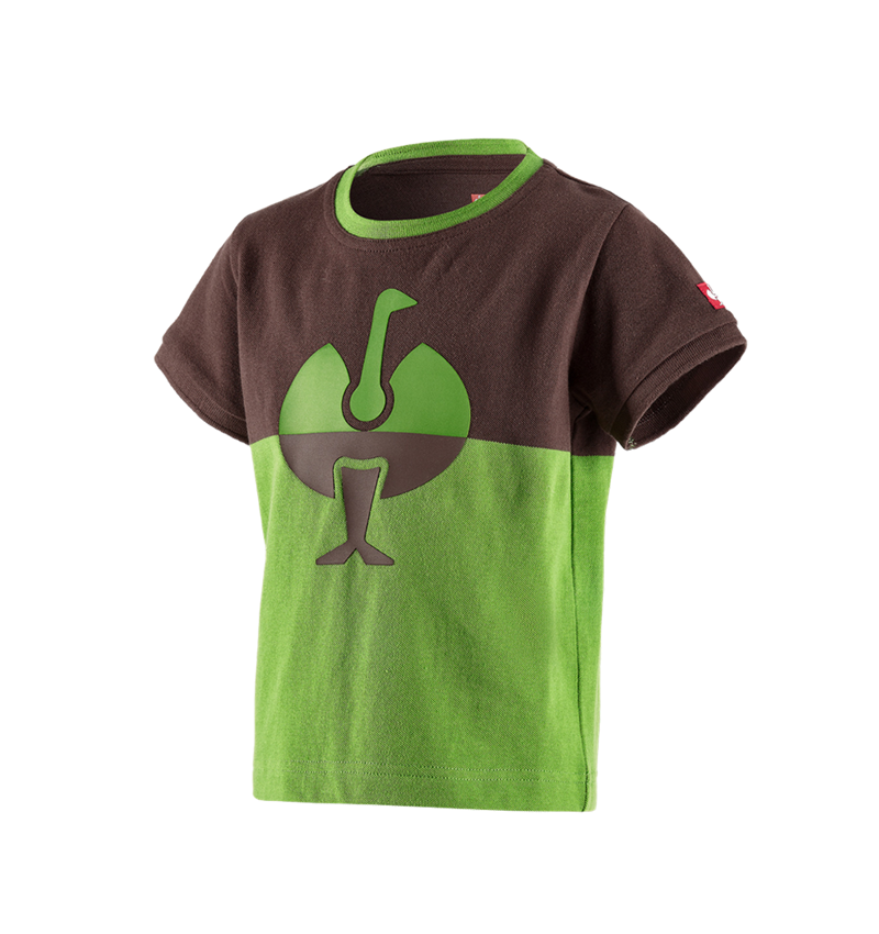 Teman: e.s. Pique-Shirt colourblock, barn + kastanj/sjögrön 2