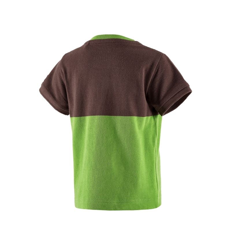 Teman: e.s. Pique-Shirt colourblock, barn + kastanj/sjögrön 3