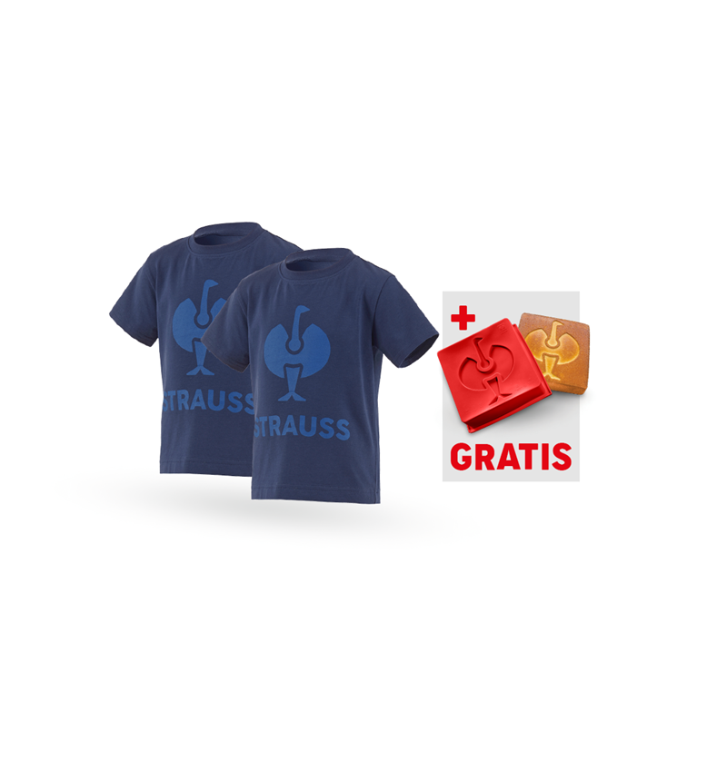 Kläder: SET: 2x T-Shirt e.s.concrete, barn+ silikonbakform + djupblå