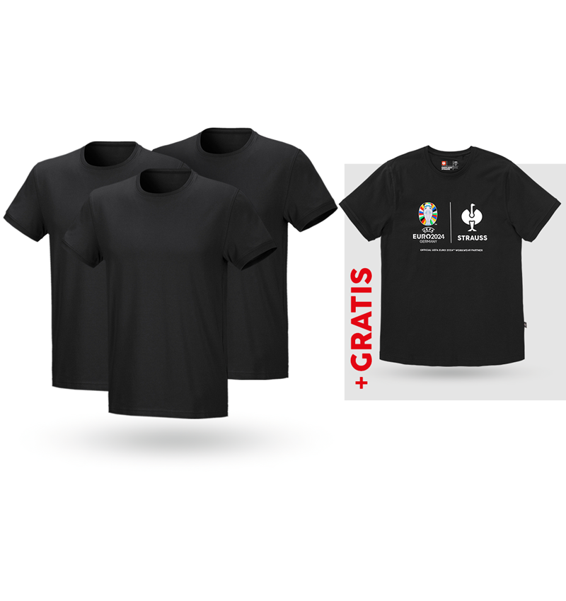 Kläder: SET: 3x t-shirt cotton stretch + shirt + svart