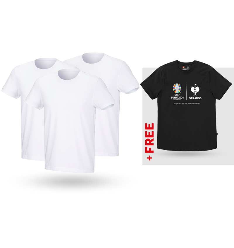 Clothing: SET: 3x T-Shirt cotton stretch + Shirt + white