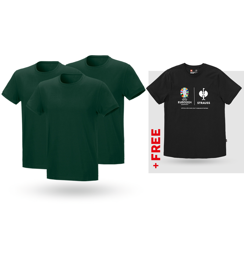 Clothing: SET: 3x T-Shirt cotton stretch + Shirt + green