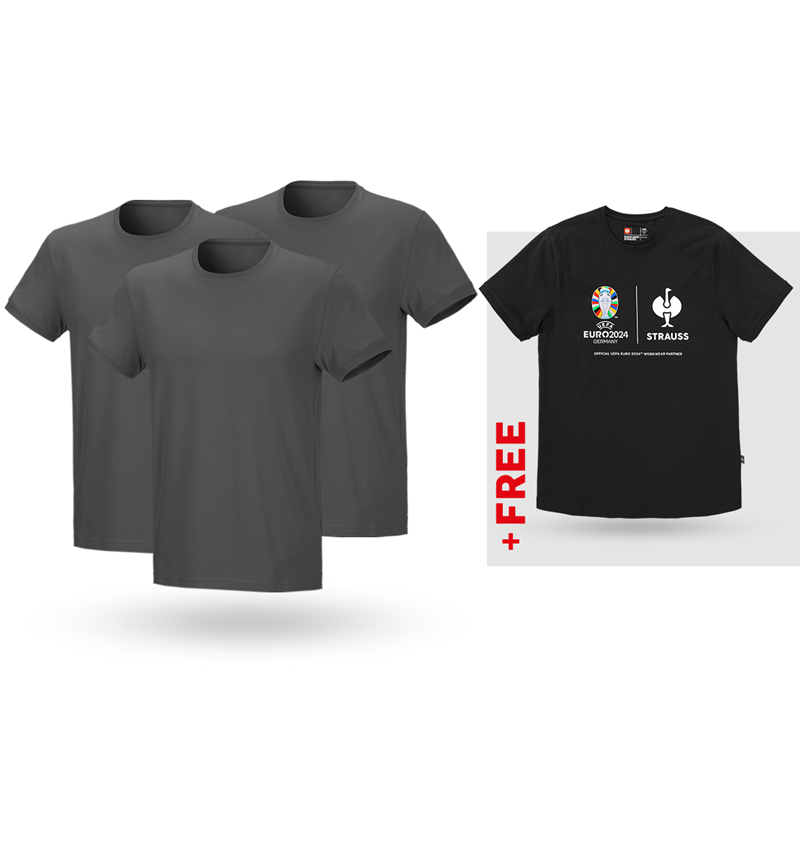 Clothing: SET: 3x T-Shirt cotton stretch + Shirt + anthracite