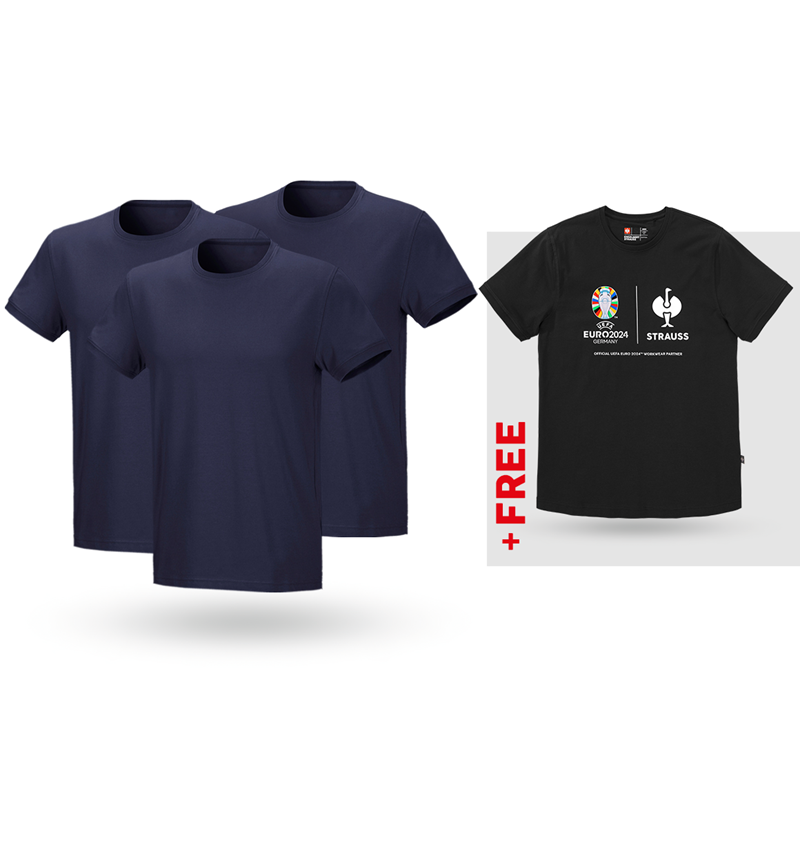 Clothing: SET: 3x T-Shirt cotton stretch + Shirt + navy