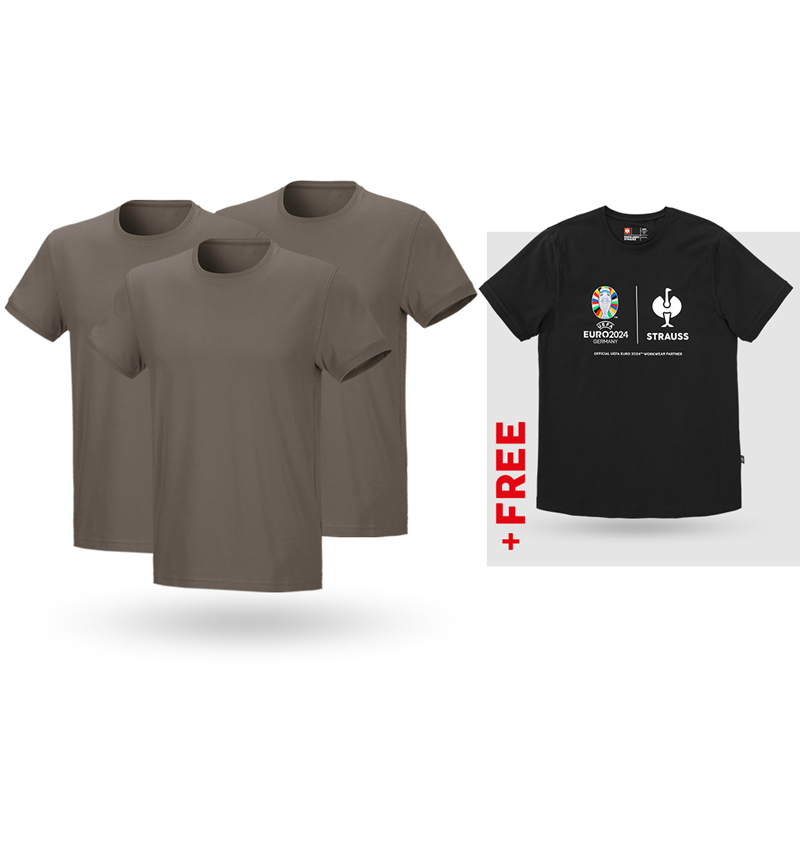 Clothing: SET: 3x T-Shirt cotton stretch + Shirt + stone