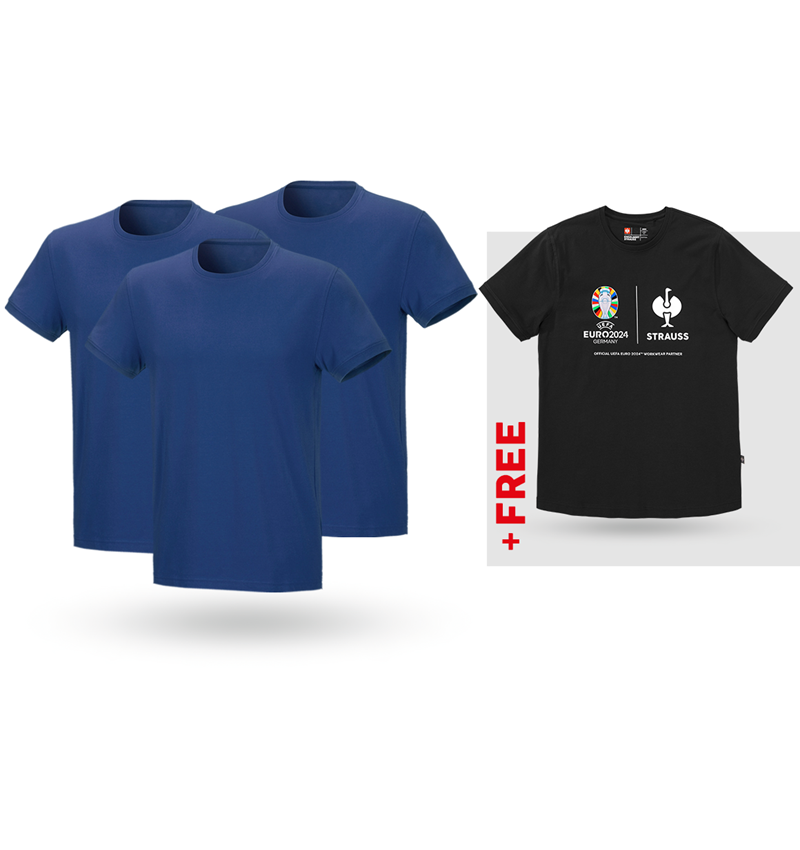 Clothing: SET: 3x T-Shirt cotton stretch + Shirt + alkaliblue