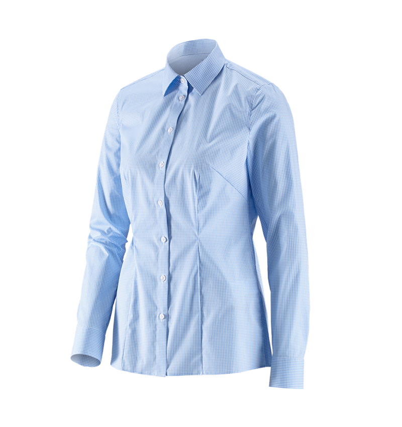 Shirts, Pullover & more: e.s. Business blouse cotton str. lad. regular fit + frostblue checked 2