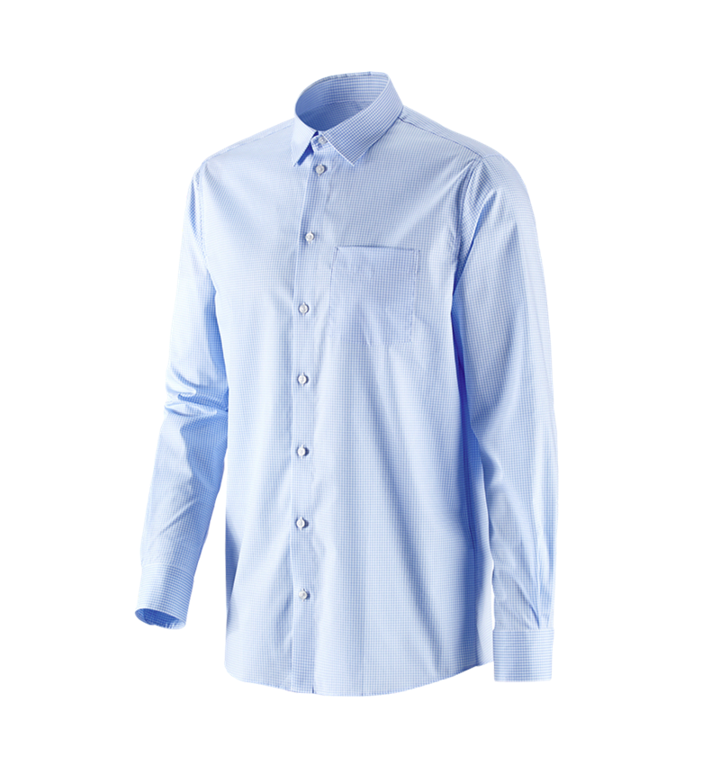 Överdelar: e.s. Kontorsskjorta cotton stretch, comfort fit + frostblå rutig 4