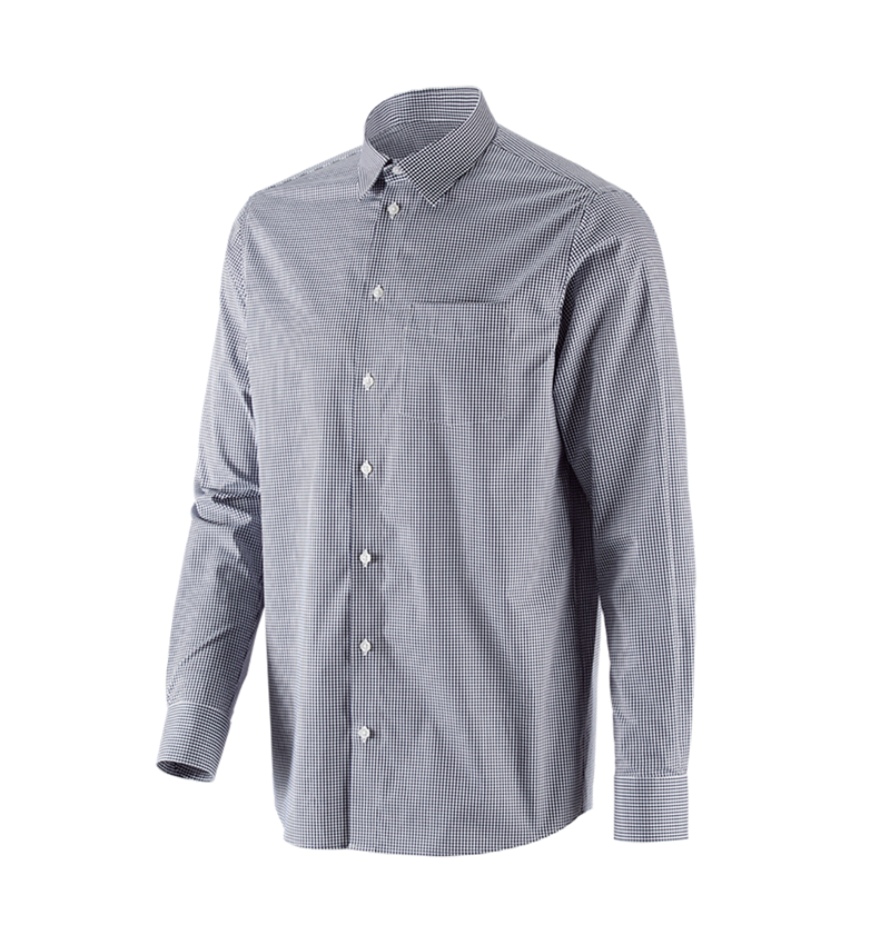 Teman: e.s. Kontorsskjorta cotton stretch, comfort fit + mörkblå rutig 4
