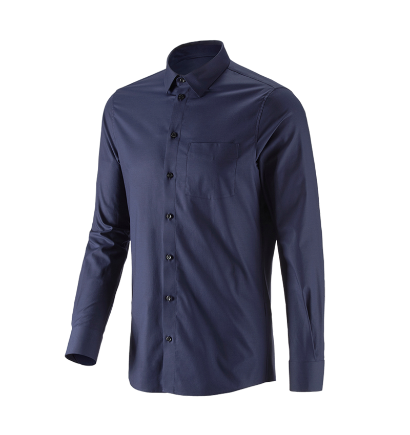 Teman: e.s. Kontorsskjorta cotton stretch, slim fit + mörkblå 4