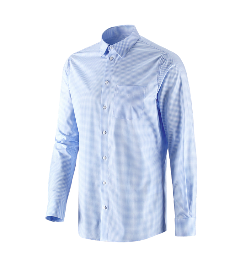 Teman: e.s. Kontorsskjorta cotton stretch, regular fit + frostblå rutig 3