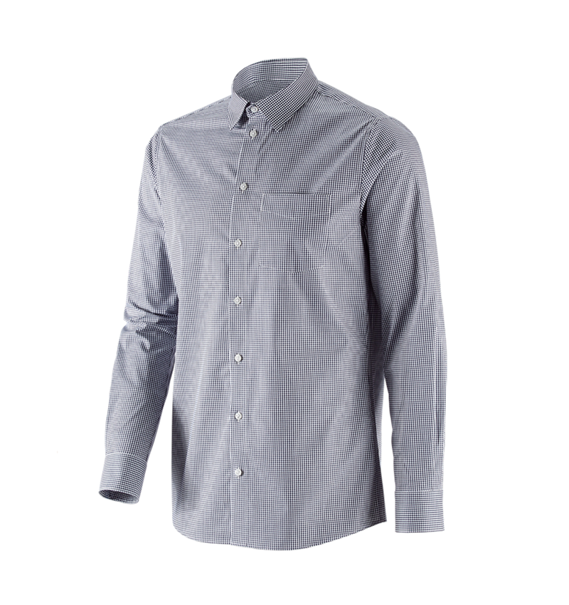 Överdelar: e.s. Kontorsskjorta cotton stretch, regular fit + mörkblå rutig 4