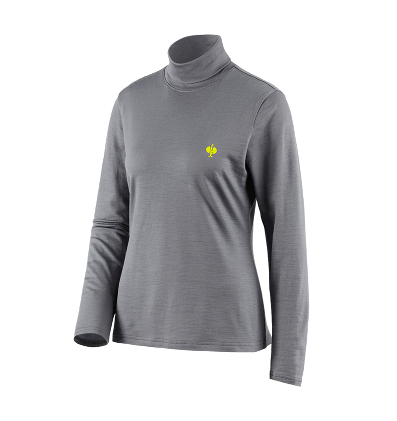 Topics: Turtle neck shirt Merino e.s.trail, ladies' + basaltgrey/acid yellow 2