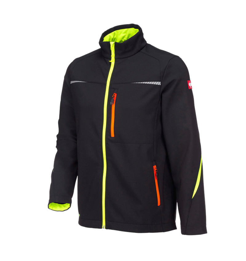 Work Jackets: Softshell jacket e.s.motion 2020 + black/high-vis yellow/high-vis orange 2