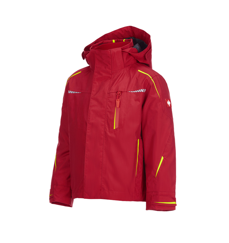 Jackets: 3 in 1 functional jacket e.s.motion 2020,  childr. + fiery red/high-vis yellow 1