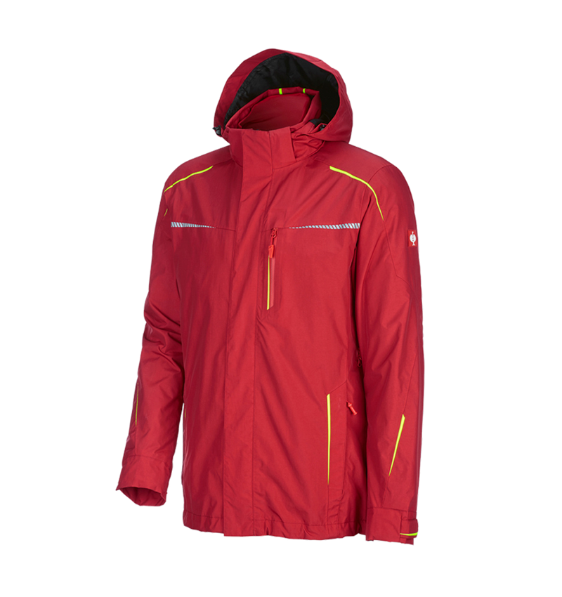Plumbers / Installers: 3 in 1 functional jacket e.s.motion 2020, men's + fiery red/high-vis yellow 2