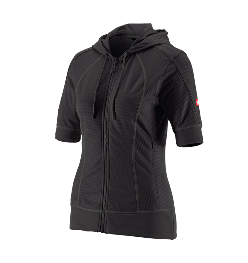 Work Jackets: e.s.Funct. hooded jacket stripe 3/4-sleeve,ladies' + black 2