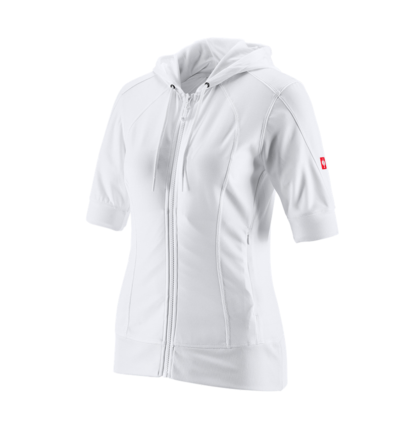 Gardening / Forestry / Farming: e.s.Funct. hooded jacket stripe 3/4-sleeve,ladies' + white