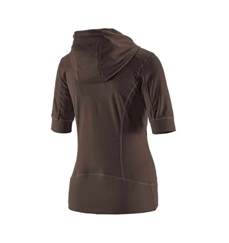 Gardening / Forestry / Farming: e.s.Funct. hooded jacket stripe 3/4-sleeve,ladies' + chestnut 2