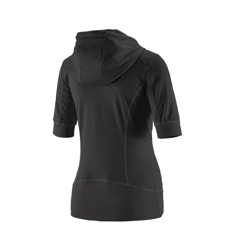 Gardening / Forestry / Farming: e.s.Funct. hooded jacket stripe 3/4-sleeve,ladies' + black 3