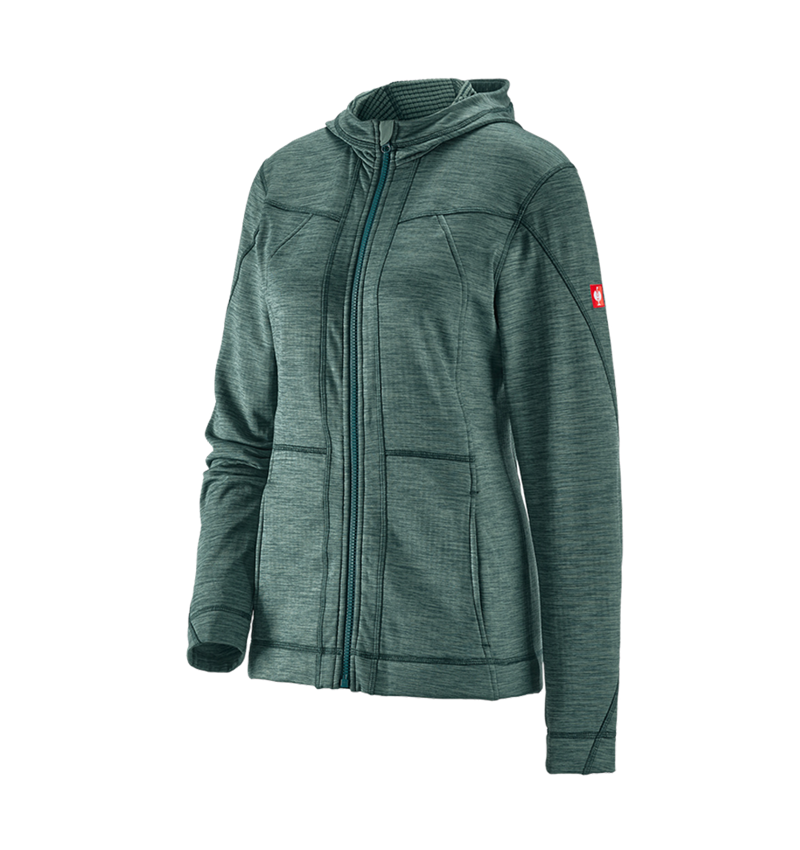 Work Jackets: Hooded jacket isocell e.s.dynashield, ladies' + specialgreen melange 2