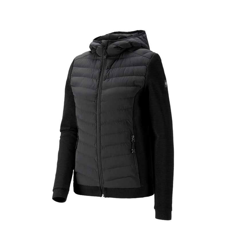 Work Jackets: Hybrid hooded knitted jacket e.s.motion ten,ladies + black 1